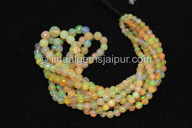 Orange Ethiopian Opal Faceted Round Beads